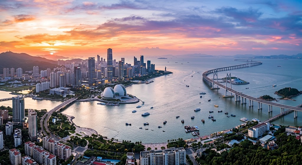 珠海城市天際線與港珠澳大橋